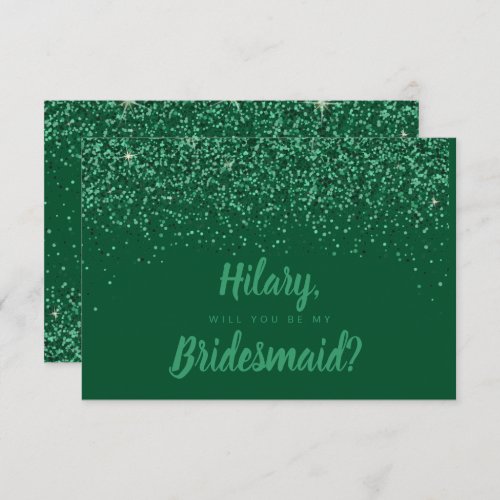 Emerald Glitz Glitter Bridesmaid Card