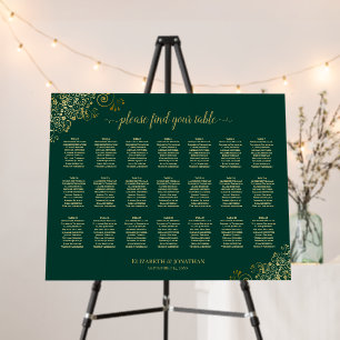 Emerald & Gold 21 Table Chic Wedding Seating Chart Foam Board
