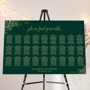 Emerald & Gold 27 Table Glam Wedding Seating Chart Foam Board