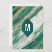 Emerald Gold Abstract Agate Marble Brunch Bubbly Invitation (Back)