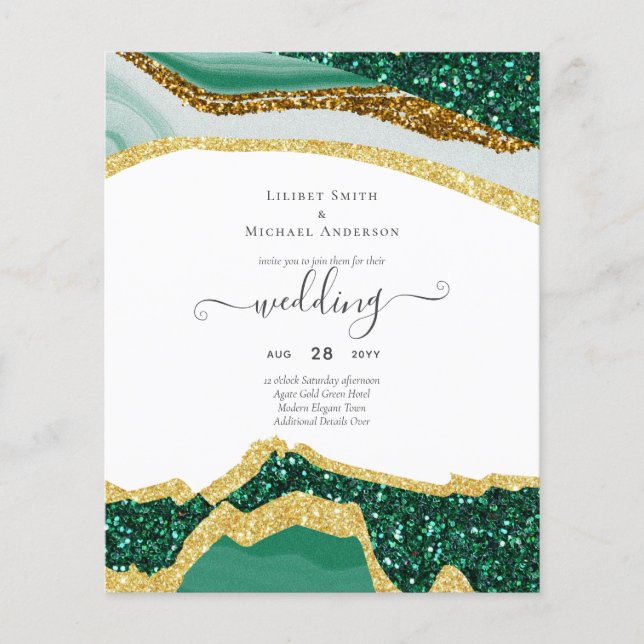 Emerald Gold AGATE - Modern Wedding Flyer (Front)