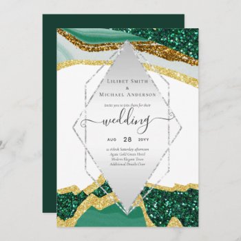 Emerald Gold AGATE - Modern Wedding Invitation