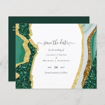 Emerald Gold Agate - Wedding SAVE the DATE Budget