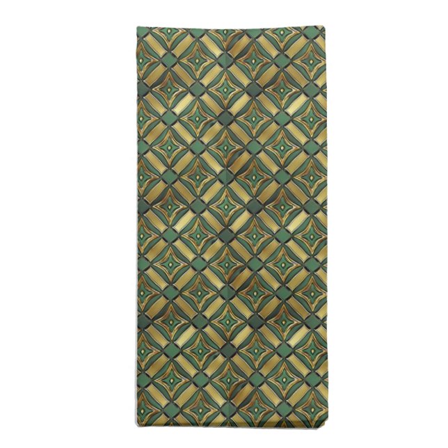 Emerald & Gold Art Deco Cloth Napkin (Folded)
