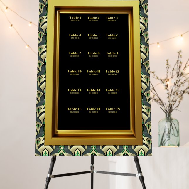 Emerald & Gold Art Deco Foam Board (In Situ (Stand))