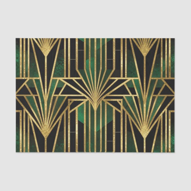 Emerald Gold Art Deco Glamour Tissue Paper (Front)
