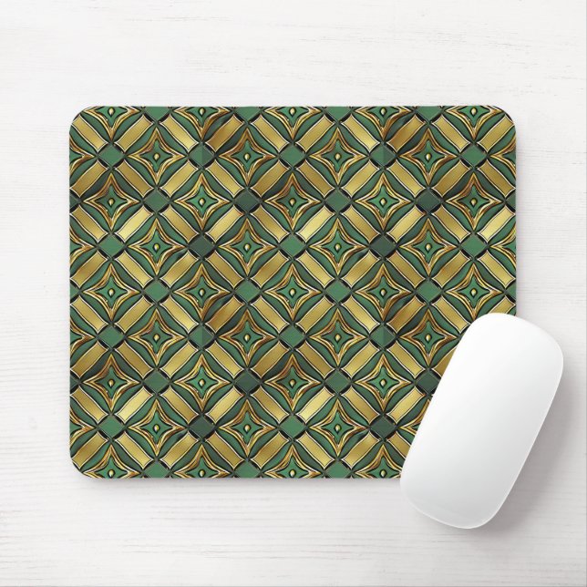 Emerald & Gold Art Deco Mouse Pad (With Mouse)