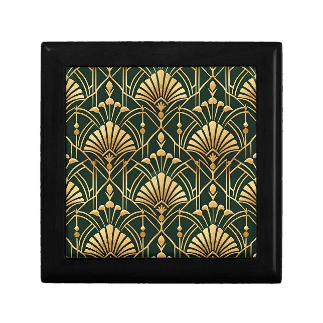 Emerald Gold Art Deco Pattern Gift Box (Front)