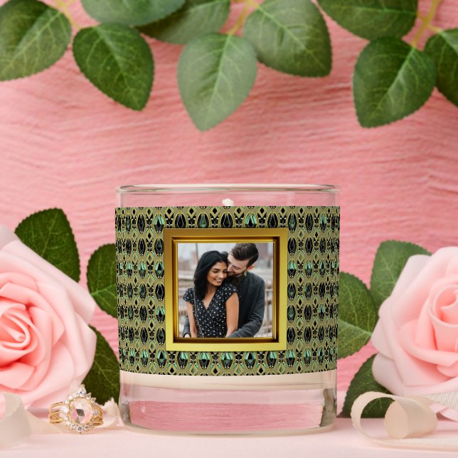 Emerald & Gold Art Deco Scented Candle (Wedding)