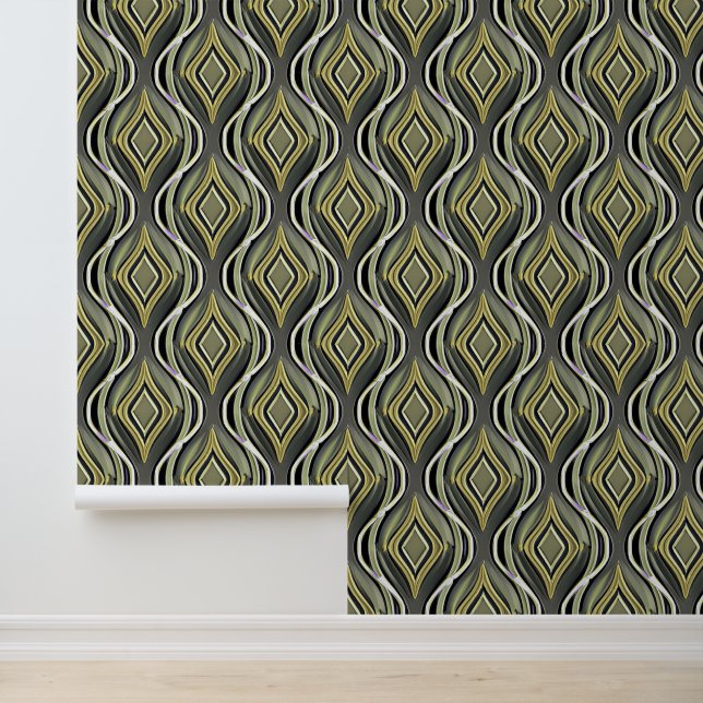 Emerald & Gold Art Deco Wallpaper (Application)