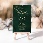 Emerald Gold Botanical Table Seating Chart cards