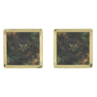 Emerald Gold Bull Mindset Trading Cufflinks