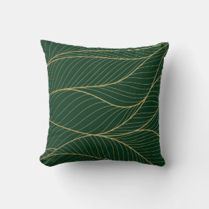 Emerald Gold Elegance: Luxury Wallpaper Design Throw Pillow