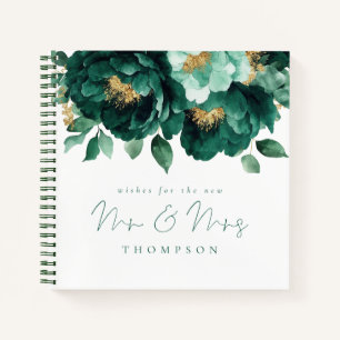 Emerald Gold Florals Wishes New Mr Mrs Guest Book