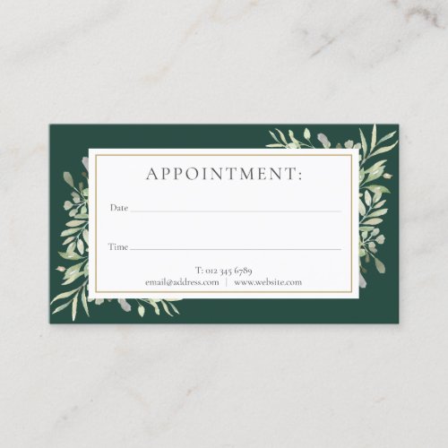 Emerald Gold Greenery Appointment Card