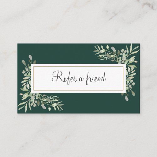 Emerald Gold Greenery Business Referral Card
