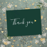 Emerald Gold Heart Script Business Thank You Postcard<br><div class="desc">An elegant business thank you postcard featuring a chic gold heart on an emerald green background. A perfect way to say thank you to your customers and clients. This elegant design is ideal for a wide range of businesses including spas salons hair and makeup stylists boutiques beauticians and florists. Designed...</div>