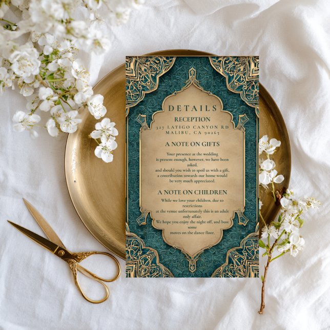 Emerald Gold Islamic Wedding Enclosure Card (Creator Uploaded)