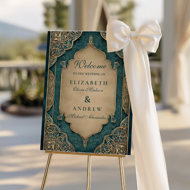 Emerald Gold Islamic Wedding Foam Board (Creator Uploaded)