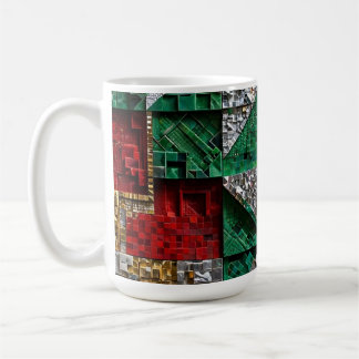 Emerald Gold Ivory Red Blue Giant Square Mosaic Coffee Mug