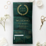 Emerald Gold Laurel Minimal All in One Wedding Tri-Fold Invitation