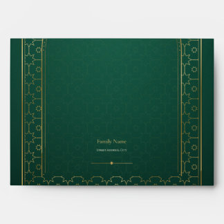 Emerald Gold Mihrab Arch Islamic Wedding Muslim Envelope