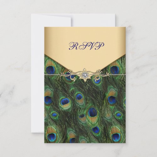 Emerald Gold Peacock Wedding RSVP