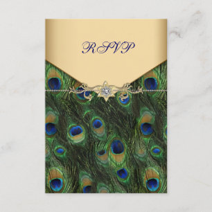 Emerald Gold Peacock Wedding RSVP Card