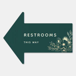 Emerald Gold Restrooms Arrow Sign
