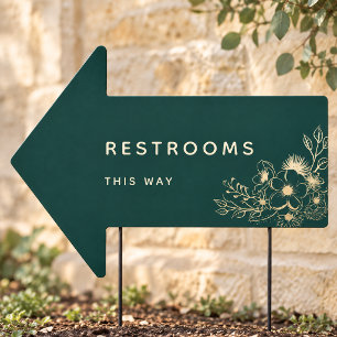 Emerald Gold Restrooms Arrow Sign