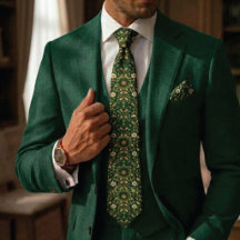 Emerald Gold Royal Damask Tie | Luxury Mens Weddin