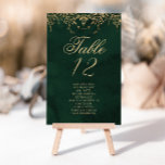 Emerald Gold Victorian Table Seating Chart cards