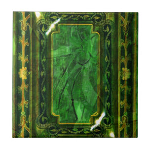 Emerald gold vintage victorian elegant ceramic tile