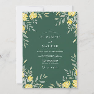 Emerald Golden Petal Wedding Invitation