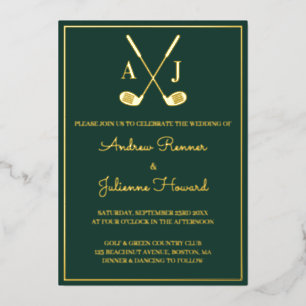 Emerald Golf Wedding Foil Invitation