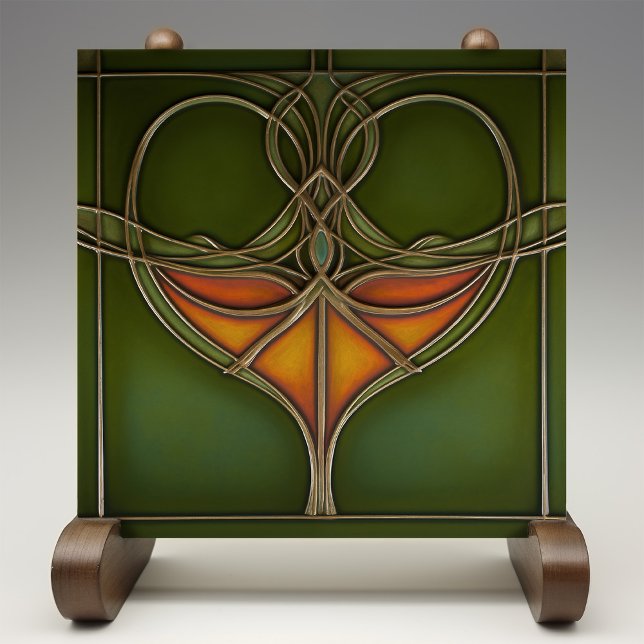 Emerald Grace Art Nouveau Ceramic Tile (Creator Uploaded)