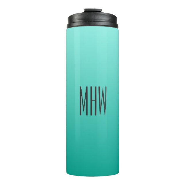 Emerald Gradient custom monogram tumbler (Front)