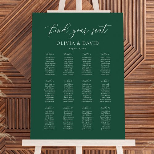 Emerald Green 12 table Seating Chart