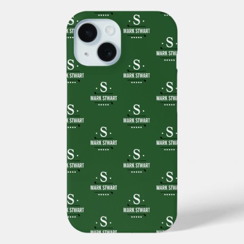 Emerald Green 1_initial Golfer Monogram allover iPhone 15 Case