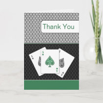 emerald green 3 aces vegas wedding Thank You cards