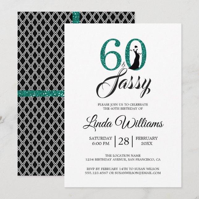 Emerald Green 60 and Sassy | 60th Birthday Party Invitation (Front/Back)