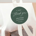 Emerald Green A Sweet Thank You Wedding Favor Classic Round Sticker<br><div class="desc">Emerald Green A Sweet Thank You Wedding Favor Stickers</div>