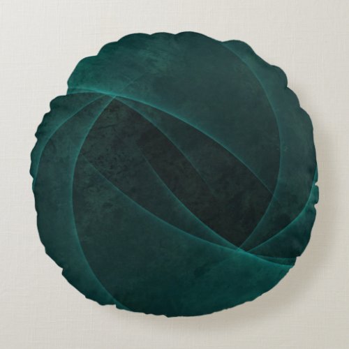  Emerald Green Abstract Esthetic  Round Pillow