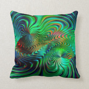 Emerald Green Abstract Throw Pillow