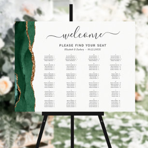 Emerald Green Agate Alphabetical Wedding Seating Foam Board
