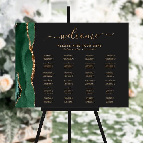 Emerald Green Agate Alphabetical Wedding Seating Foam Board