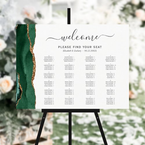 Emerald Green Agate Alphabetical Wedding Seating Foam Board