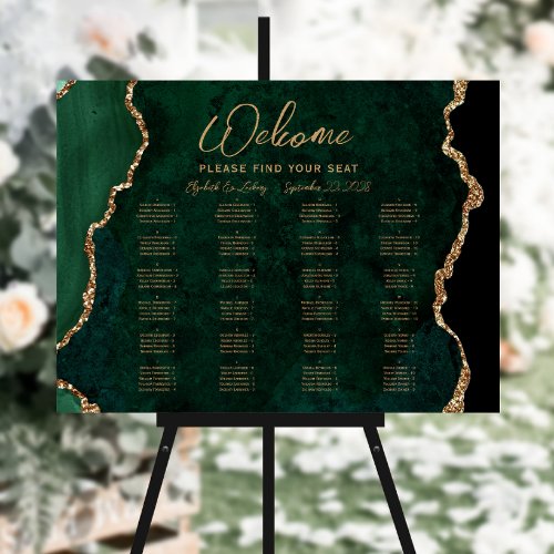 Emerald Green Agate Alphabetical Wedding Seating Foam Board