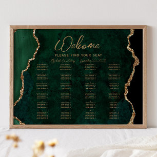 Emerald Green Agate Alphabetical Wedding Seating Poster