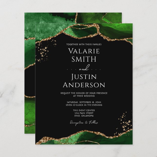 Emerald Green Agate Budget Wedding (Front/Back)